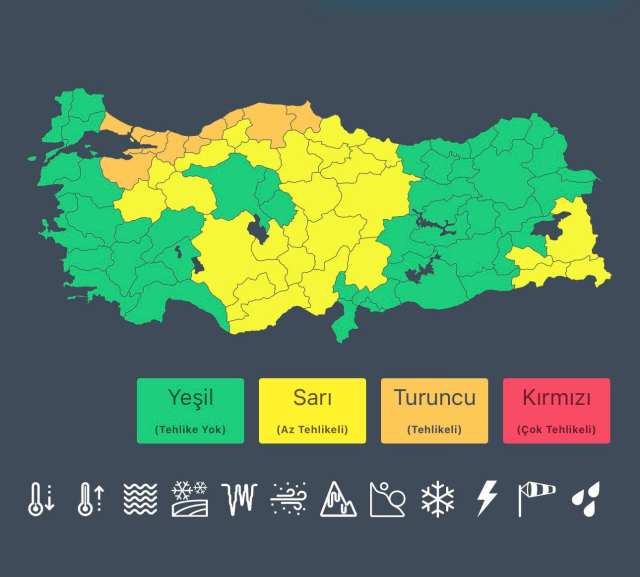 Çevre Bakanı Kurum yarın 10 ilde turuncu, 26 ilde sarı kodlu uyarı olduğunu bildirdi