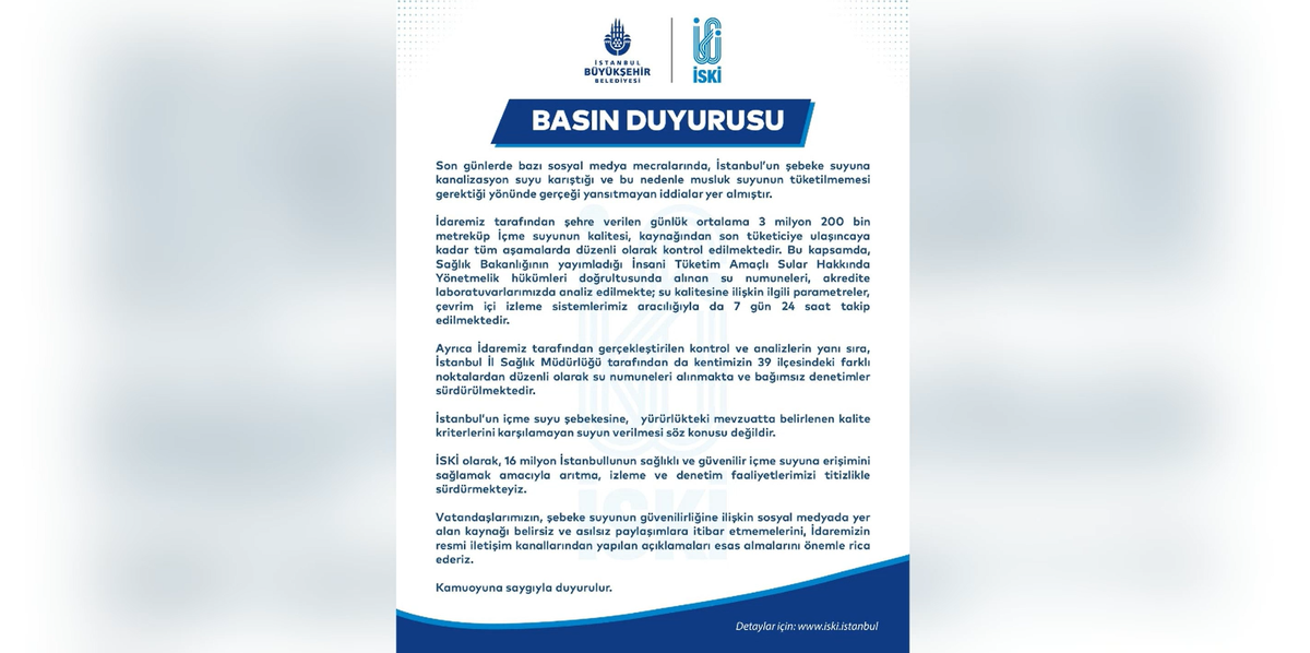 İSKİ, şebeke suyuna kanalizasyon karıştığı iddiasını 39 ilçedeki numunelerle reddetti