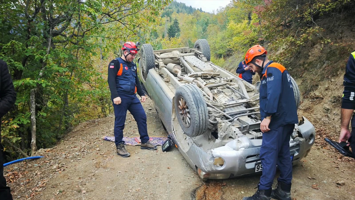 Artvin\'de toprak alana çarparak devrilen kamyonette 2 kişi yaralandı