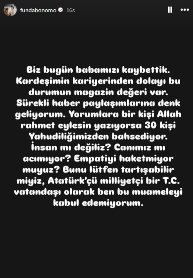 Can Bonomo’nun acı gününde nefret yorumlarına tepki: İnsan değil miyiz?