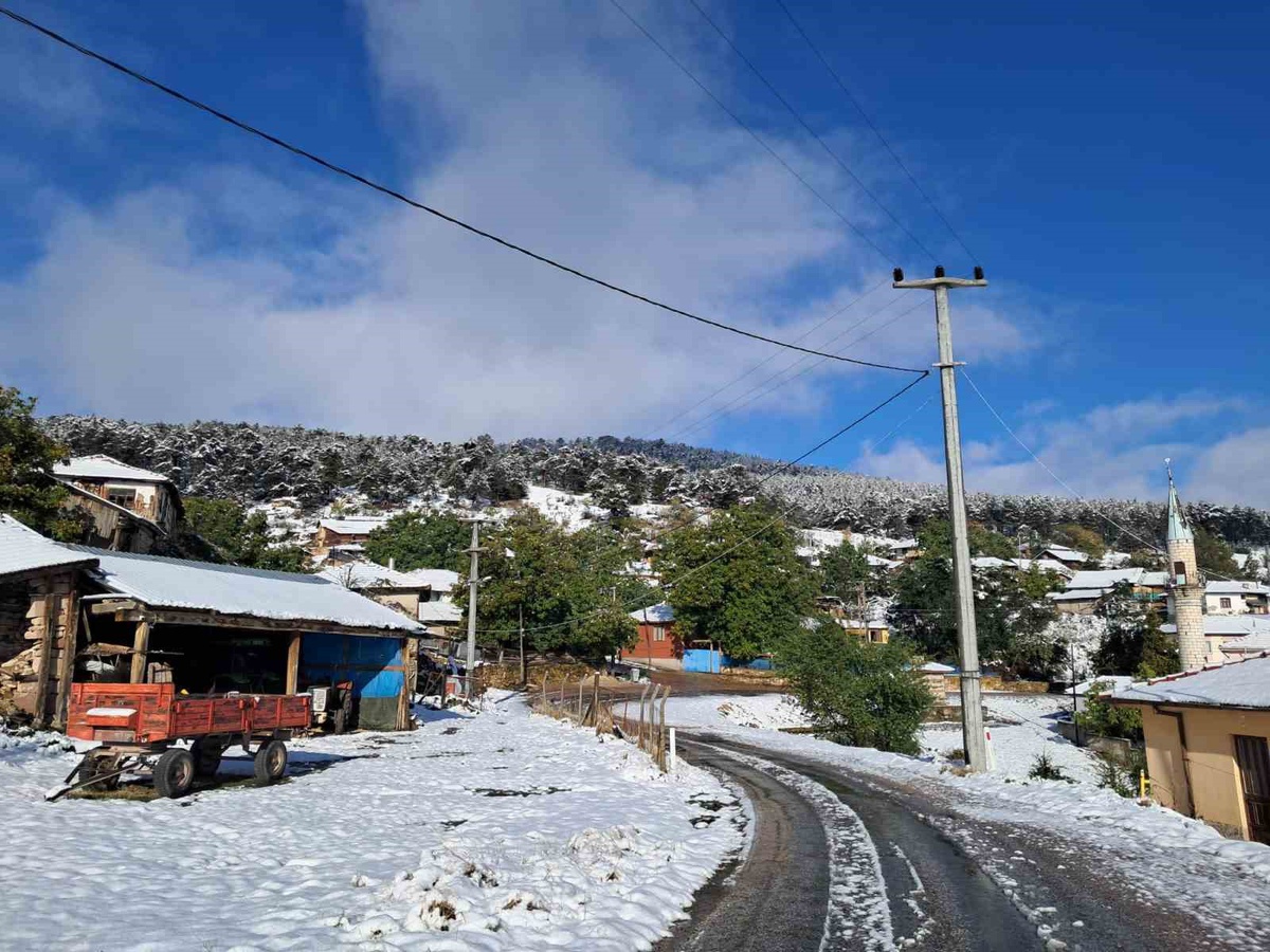 Eskişehir Seyitgazi\'deki İdrisyayla Mahallesi\'nde kar 10 santimetreye ulaştı