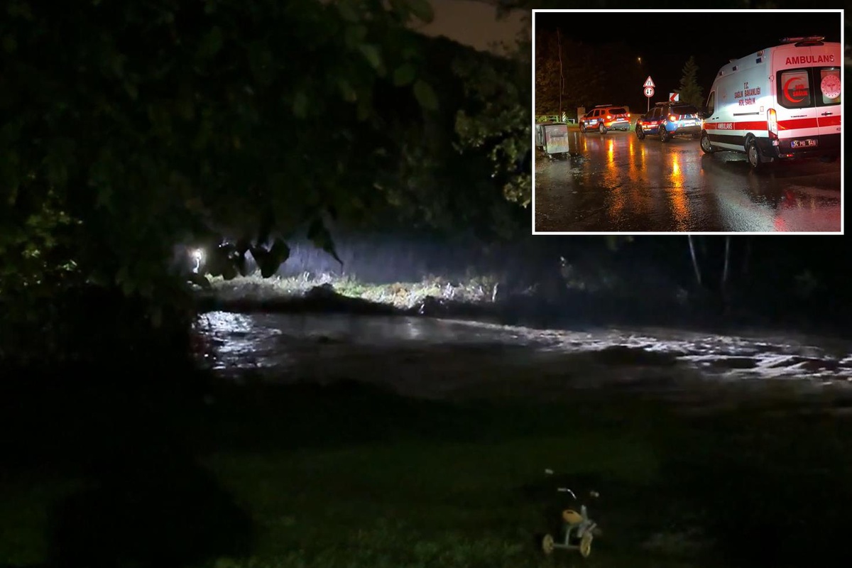 Pendik\'te taşan derenin sularına kapılan otomobilden 1 kişi kurtuldu, 2 kişi aranıyor
