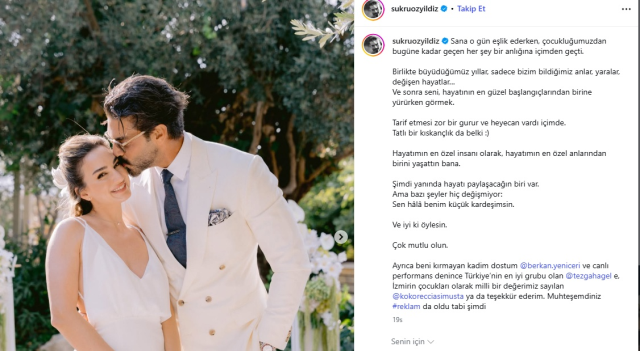 Şükrü Özyıldız’dan kardeşine duygusal düğün mesajı