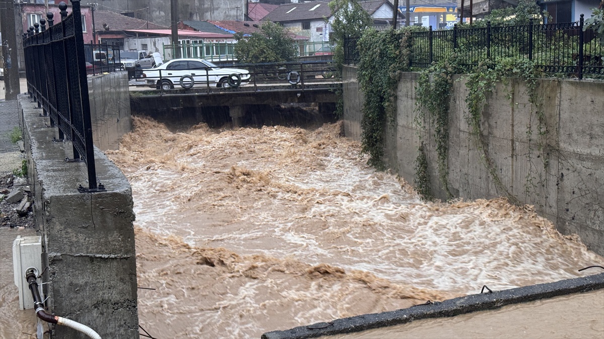 Zonguldak\'ta sağanak su birikintisi oluşturdu, Çaydamar\'da dükkanları su bastı