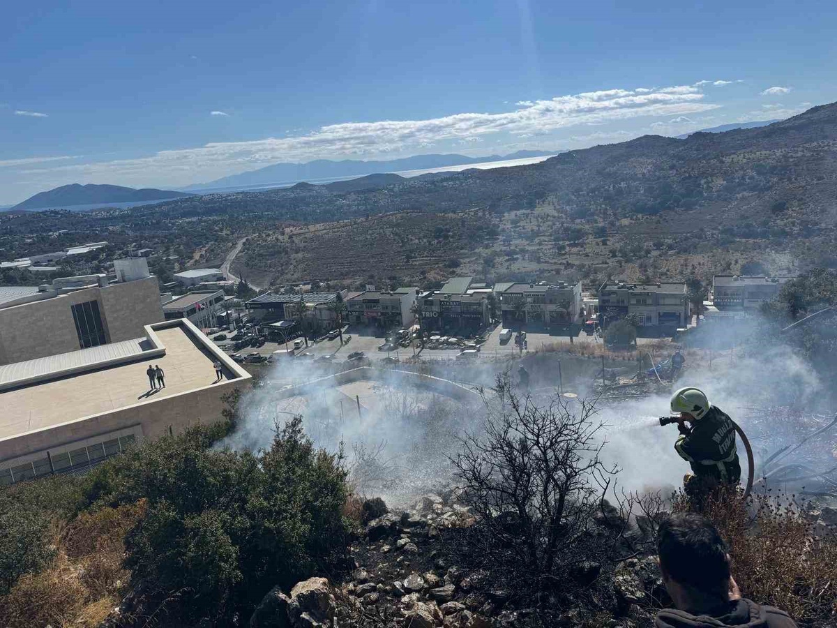 Bodrum\'da makilik yangın çevreye yayılmadan söndürüldü, 200 metrekare zarar gördü