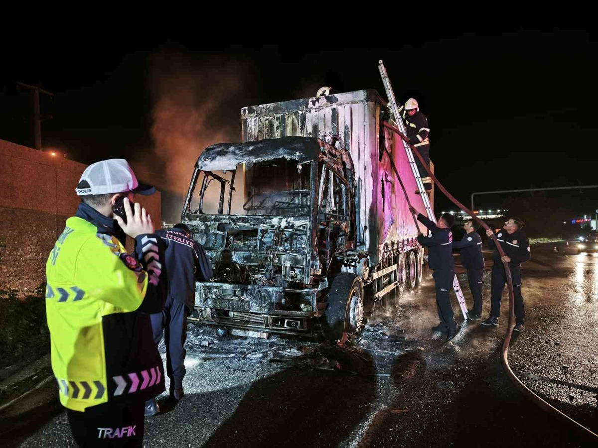 Muğla\'da su yüklü kamyonun motorunda çıkan yangında ön bölüm kullanılmaz hale geldi