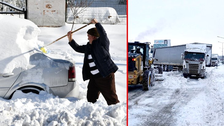Yoğun kar yağışı Gaziantep’te hayatı durdurdu TAG Otoyolu kapandı, 17 saat mahsur kalan vatandaşlar kurtarıldı