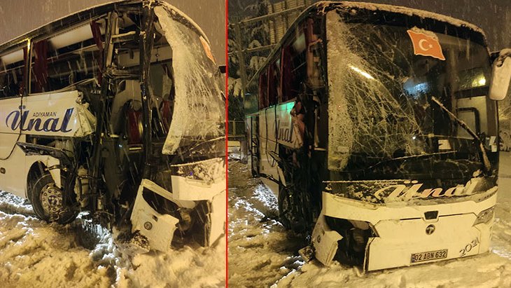 Amasya’da geçici otobüsü buzlanma nedeniyle kontrolden çıktı: 30 çorlu var