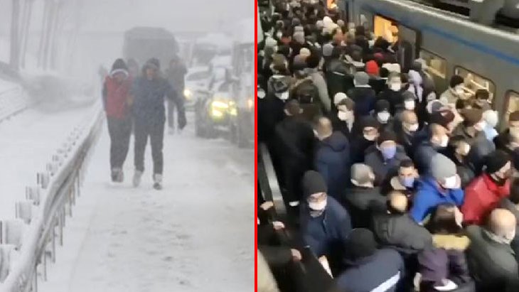 İstanbul’da kar etkisini arttırıyor Metrobüsler tıklım tıklım doldu, araçlar yolda kaldı
