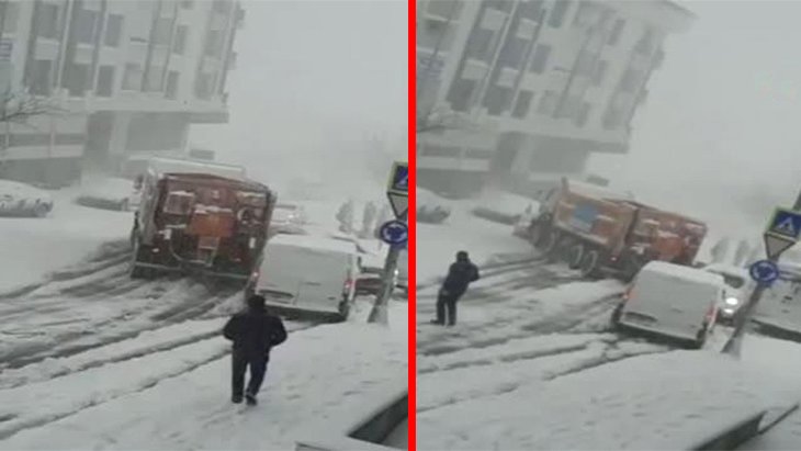 Esenyurt’ta kar küreme aracı kontrolden çıktı Yoldaki otomobilleri sürükledi