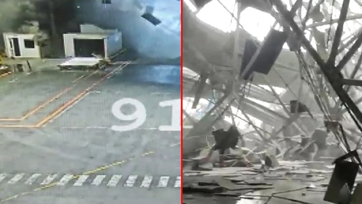 Kar İstanbul Havalimanı’nı da vurdu Kargo binasının çatısında yıkılma meydana geldi