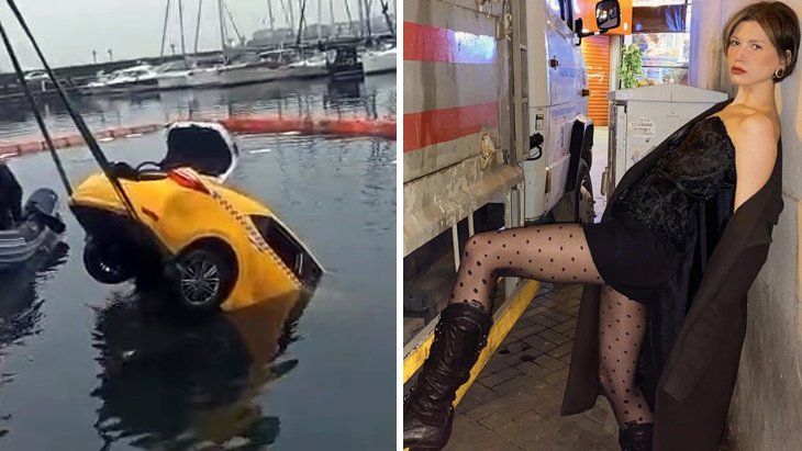 Ünlü model Ece Su Uçkan’ın içinde bulunduğu taksi, Kadıköy’de denize uçtu