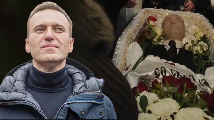 Moskova'da son yolculuğuna uğurlanan Rus muhalif Navalni'nin cenazesi görüntülendi