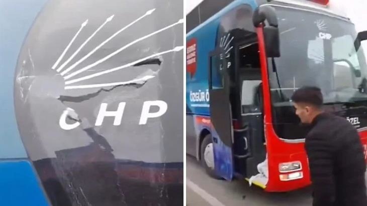 Trabzon’da CHP otobüsüne taşlı saldırı düzenlendi