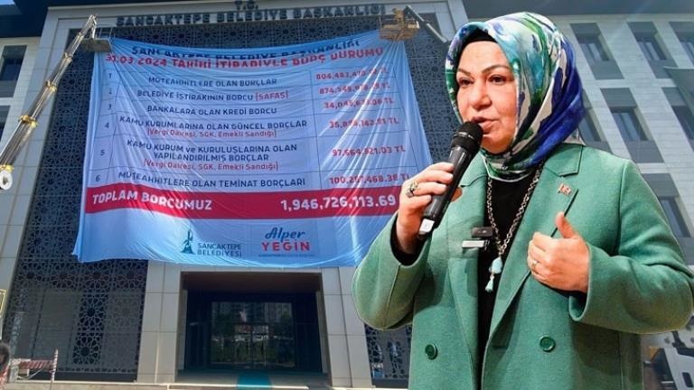 Belediye binasına asılan 2 milyar TL’lik borç sonrası Şeyma Döğücü sessizliğini bozdu