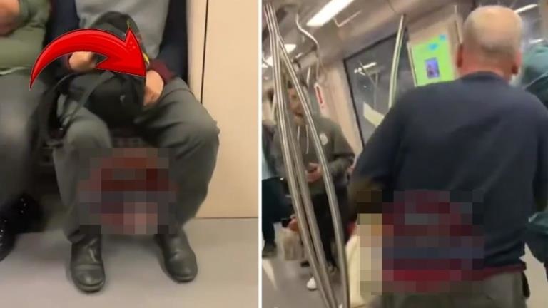 Metroya binen sapık, karşısındaki kadına bakarak kendini tatmin etti