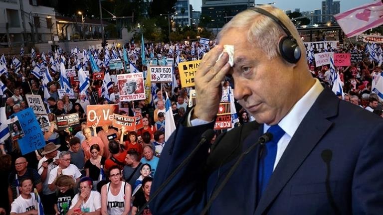 Tel Aviv’de sokaklar yangın yeri Netanyahu’nun istifasını isteyen göstericilere polisten sert müdahale
