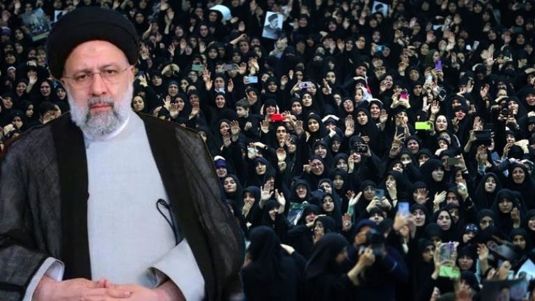 Tahran’da mahşeri kalabalık Reisi’yi uğurlamak için toplandı