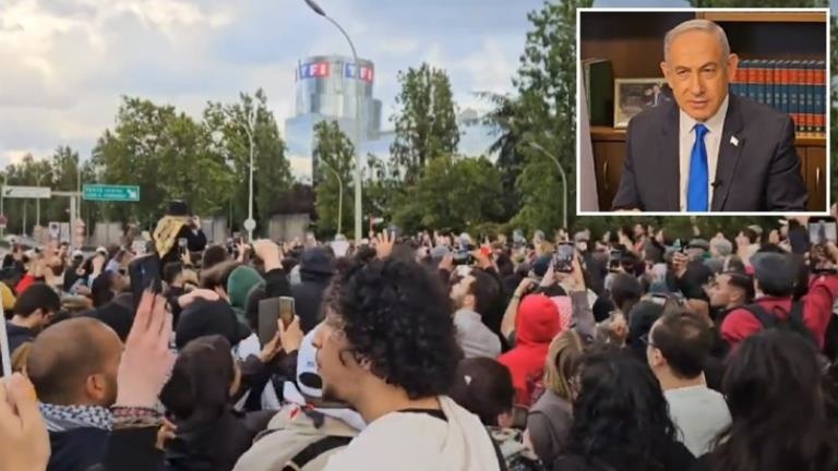 Netanyahu ile röportaj yapan Fransız kanalı ülkeyi karıştırdı! Yüzlerce kişi kanal binası önünde toplandı