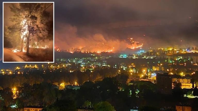Sıcaklık 40 dereceyi buldu Hizbullah’ın roket yağmuru İsrail’i yangın yerine çevirdi