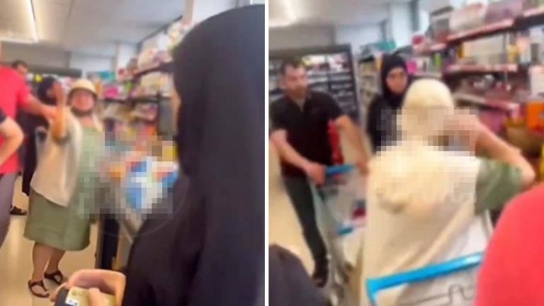 Markette başörtülü kadınlara çirkin saldırı Kaydedilen görüntüleri başını yaktı