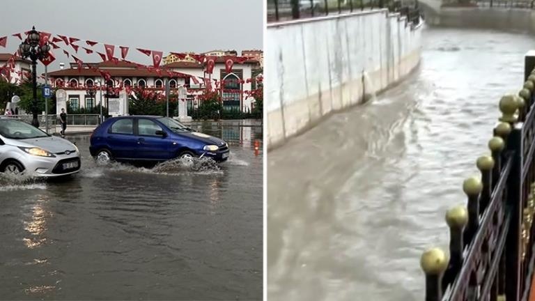 Ankara'yı sağanak yağış esir aldı! Yollar göle döndü, iş yerlerini su bastı