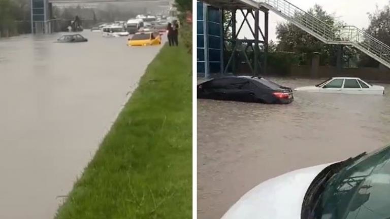 Şiddetli yağış başkenti felç etti Sokaklar göle döndü, araçlar suya gömüldü