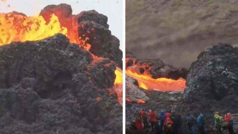 İzlanda’da yine yanardağ patladı Görüntüler anbean kaydedildi