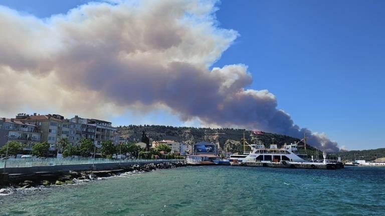 Çanakkale’de orman yangını Boğaz’da gemi trafiği tek yönlü askıya alındı
